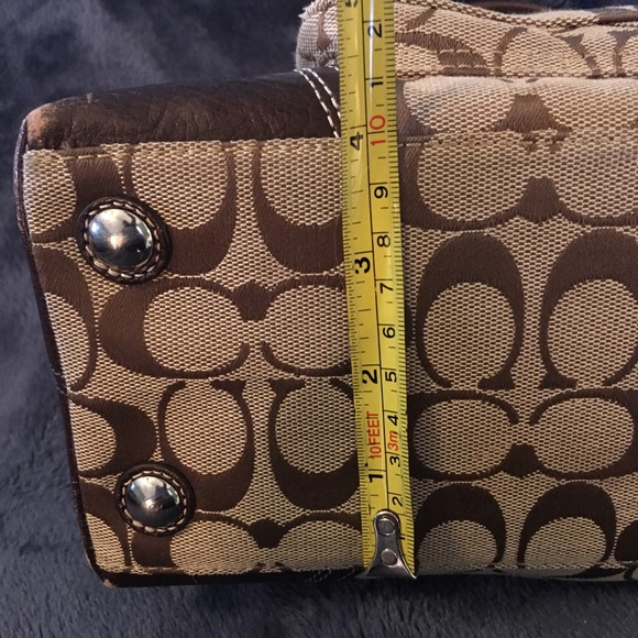 Coach Satchel style purse- tan with brown trim - Picture 3 of 8